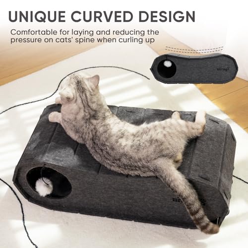 Cat Bed Cave for Indoor Cats (Soot Grey / Large)