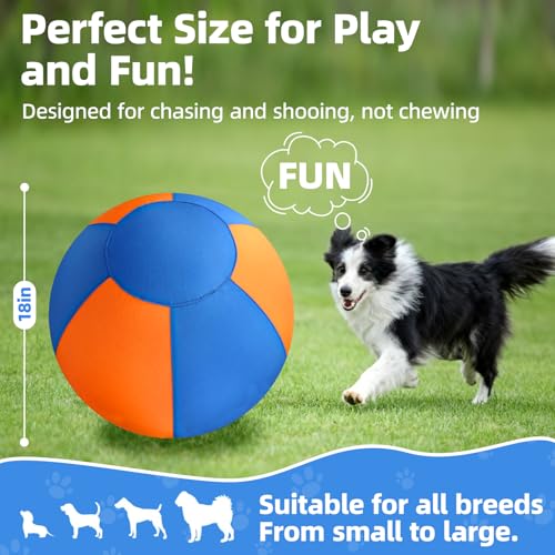 18" Herding Ball for Dogs Large Interactive Dog (blue+orange / Large)