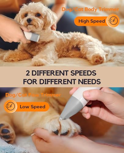 4 in 1 Rechargeable Dog Clippers Grooming Kit with 2 Speeds and Low Noise (Gray)