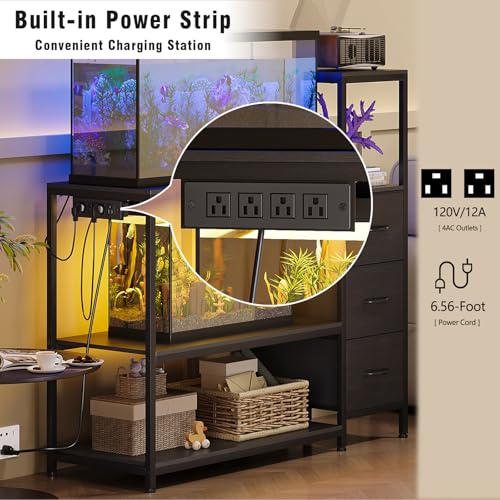 20 29 Gallon Aquarium Stand with Drawers & Power Outlet (Black)