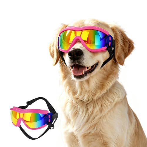 Dog Goggles for Large Breed Pet Sunglasses Eye Protection Anti (Pink / Large)