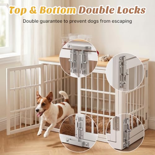 Dog Crate Furniture 38 Inch Indoor Crate Dog Cage Wooden Kennel (White / 38.2"L x 25.0"W x 27.9"H)