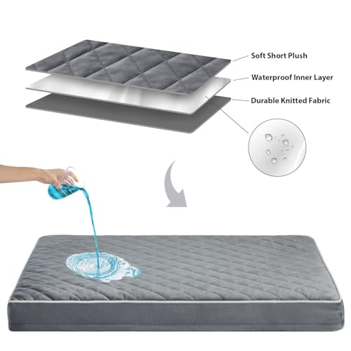 Orthopedic Giant Human Dog Beds for Adult & Dog Cozy Sleep (Grey / 61"L x 43"W x 4"Th)
