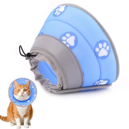 Cat Cone Collar Soft Elizabethan Collar for Surgery Recovery (Blue / S (Neck 5"-7"))