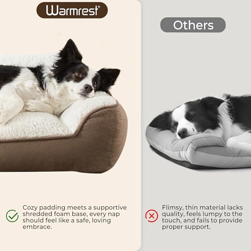 Extra Thick Orthopedic Bolster Dog Beds Large Sized Dog (Brown / 38"L x 28"W x 8.5"H)