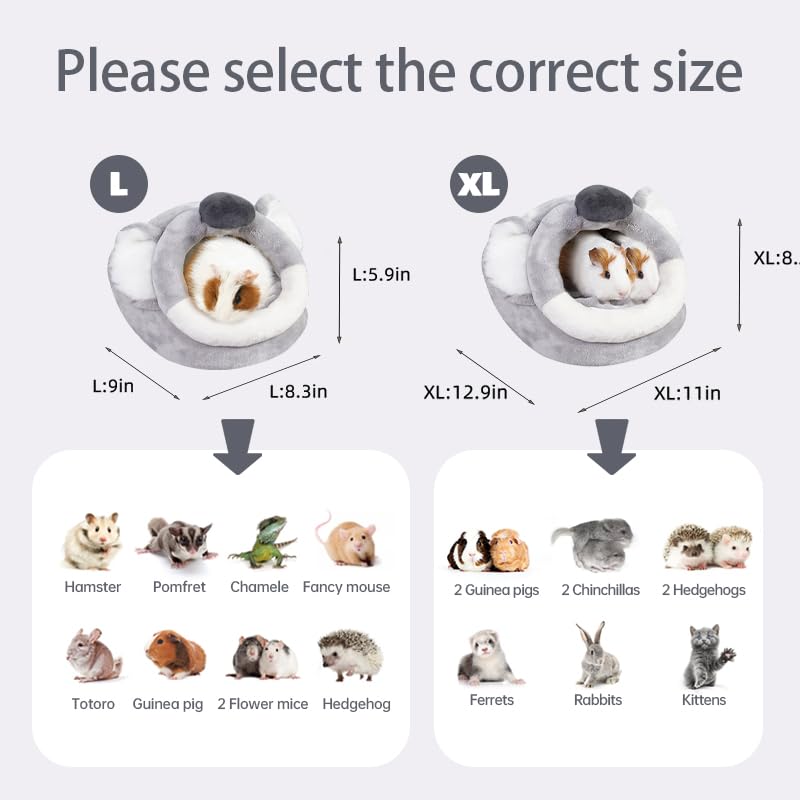 Guinea Pig Bed House & Hideout for Rat Bearded Dragon Hedgehog Ferret to Sleep and Hide (X-Large / 5.Koala)
