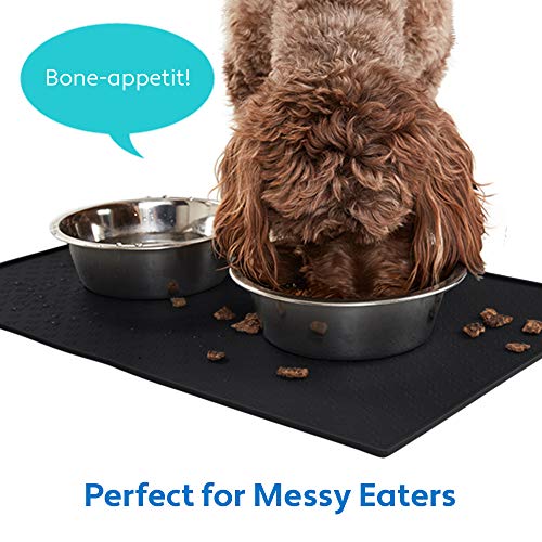 100% Waterproof Dog Food Mat (Black / 24"L x 16"W)
