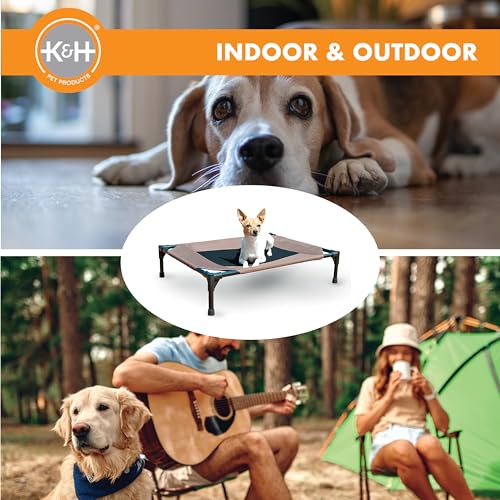 K&H Outdoor Elevated Dog Bed for Medium & Large Pets (Chocolate/Black Mesh / Large 42"L x 30"W)