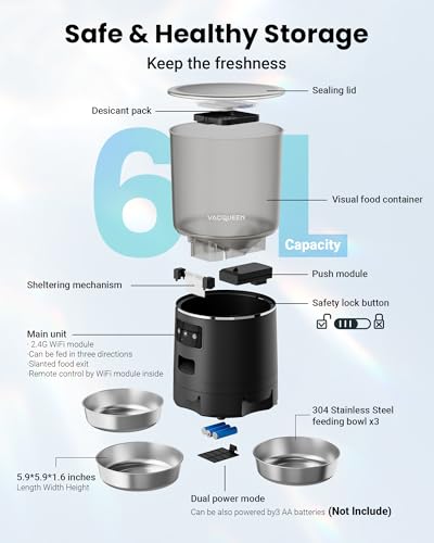 Automatic Cat Feeder for 3 Cats (Black)
