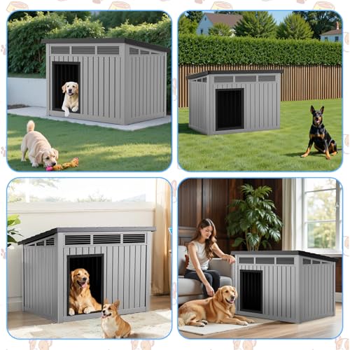Dog House Indoor Outdoor (Deep Gray / 32.2”L x 25.12”W x 24.13”H)