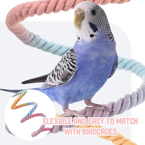 2pcs Gradient Colorful Bird Rope Perch Stand