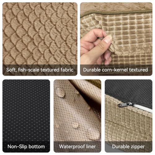 Orthopedic Dog Bed for Large Dogs (Light Brown / 35"l X 25"w X 7.0"th)