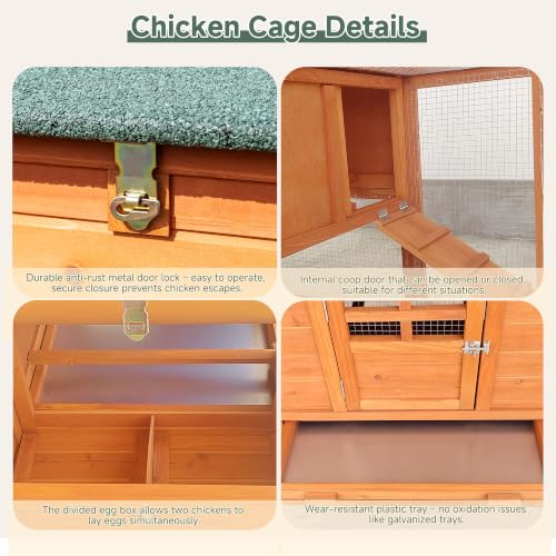 Wooden Chicken Coop 3 (76.0"L x 22.5"W x 38.6"H)