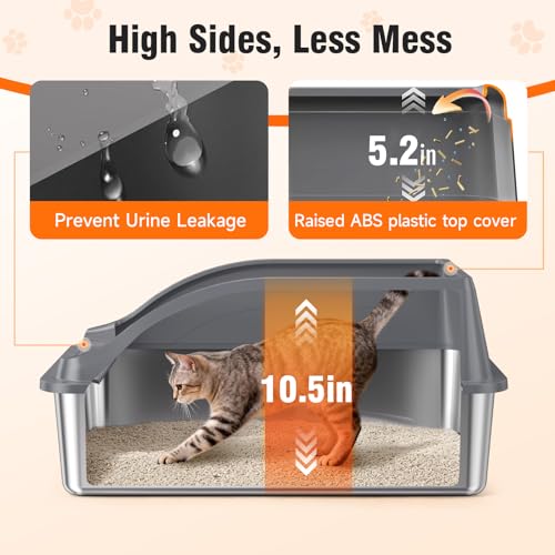 Stainless Steel Litter Box (Dark Grey XL)