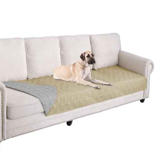 Waterproof Dog Bed Cover Pet Blanket for Furniture Bed Couch Sofa Reversible (40x80 Inch (Pack of 1) / Beige+lightgrey)