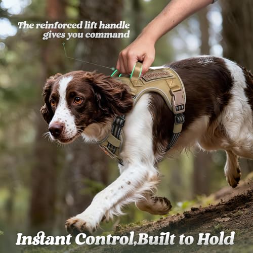 Tactical Dog Harness Medium Sized (M(chest:20.1"-33.9",neck:17.7"-22.3",back:7.5") / Brown)