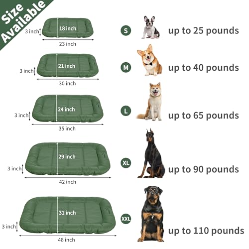 Durable Dog Bed Tough and Tear Proof Dog Crate Bed with Heavy (Green / XL(42"x29"x3"）)