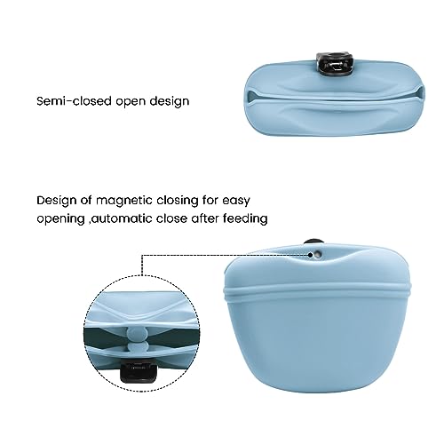 Silicone Dog Treat Pouch with Clicker Magnetic Closure Secure Clip (1 Pack / Slate)