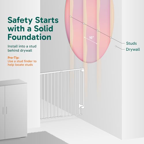 2 Pack 29.2 43" No Bottom Bar Baby & Dog Gate for Stairs & Doorways (White / 29.2"-43" W x 28" H | 2 Pack)