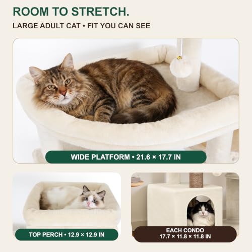 Large Cat Tree for Large Adult Cats (Beige)