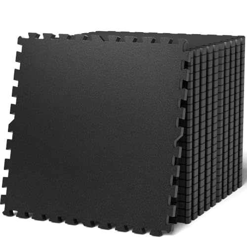 0.79" Thick Gym Flooring for Home Gym (Black/No Dots / 144 Sq Ft (36 Tiles))
