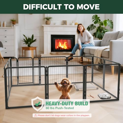 AuraSpace Pro Acrylic & Wire Mesh Indoor Dog Playpen (Black / 24"H)