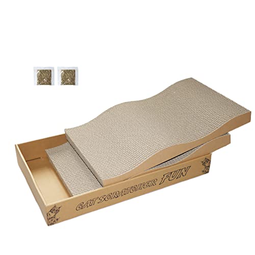 Cat Scratcher Pad Cardboard Scratch Box for Indoor Cats and Kittens (Large for Indoor Cats / 2PCS)