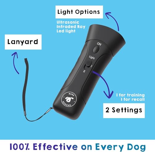 Ultrasonic Dog Bark Deterrent & Behavior Corrector (Black 9V (2 Pack))