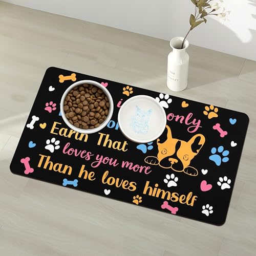 Pet Feeding Mat for Floors Waterproof Dog Mat for Food and Water Absorbent Quick Dry Non Slip mat for Cat Bowls (30"L x 17"W / Black)