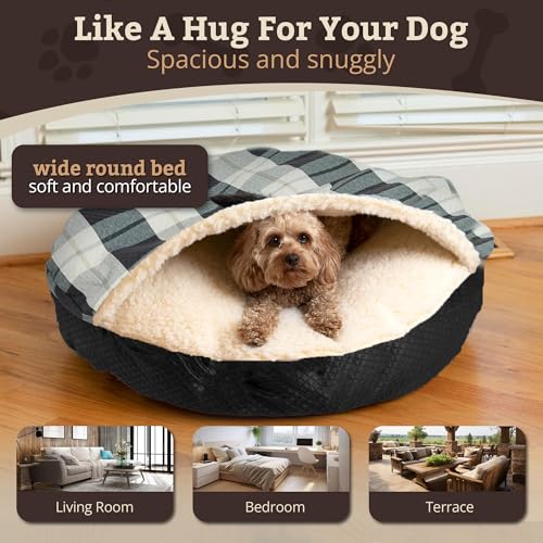 Cozy Cave Dog Bed (35.0"L x 35.0"W x 8.0"Th / Barkley Black Diamond)