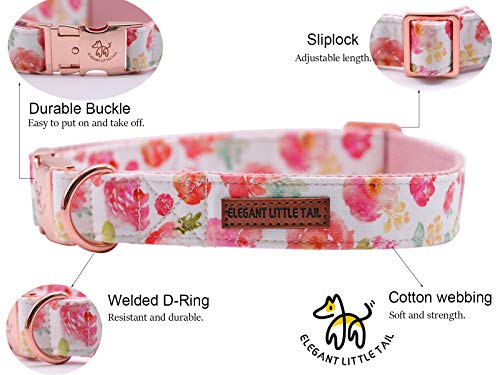 Dog Collar with Bow (Peach Floral / Large (Pack of 1))