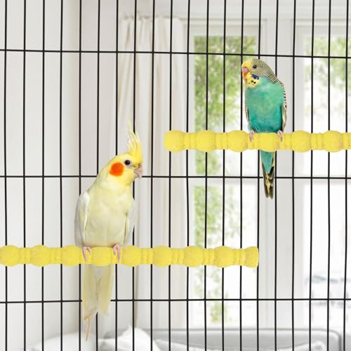 Wood Perch Stand Bird Cage Paw Beak Grinding Stick (Yellow)
