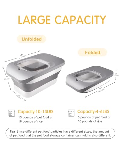 13Lbs Collapsible Dog Food Storage Container (Grey1-13lbs)