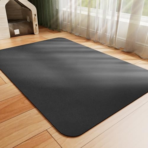 Dog Food Mat Absorbent Cat Mat for Food and Water (Black / 34"L x 18"W)
