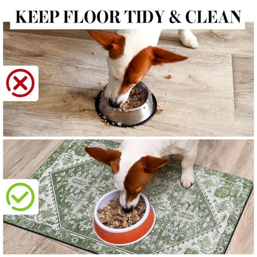 Dog Food Mats for Floors (Dark Green / S(12"×20"))