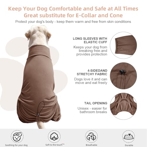 Dog Pyjamas PJS Sweater Clothes and Home Clothing Suitable for Large to Giant Breeds of Dogs (Thick Coffee / 6XL)
