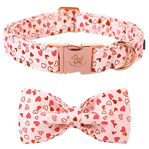 Valentine's Dog Collar with Bow (Pink Heart / Medium (Pack of 1))
