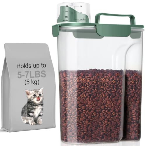 5 7Lbs Cat Dog Storage Container (Dark Green / 5L-1pack)