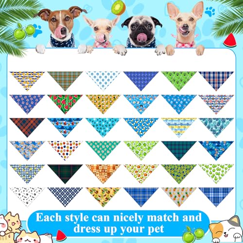 72 Pcs Boy Dog Bandanas Bulk Summer Triangle Scarf Colorful Cat Bibs Puppy Scarf Paw Pet Bandanas for Puppy Cat Birthday Party Costume (Boy Dog)