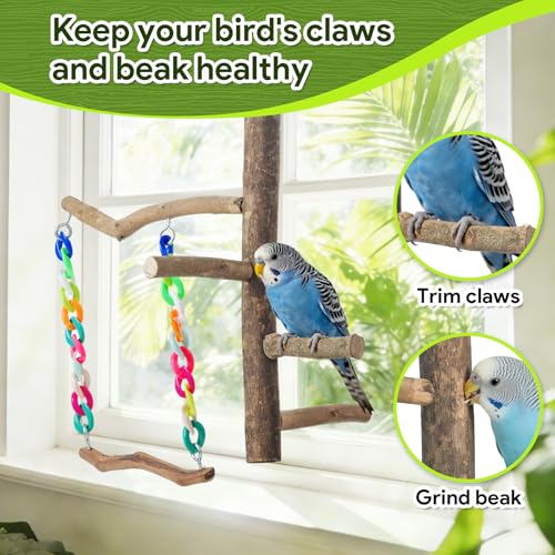 Bird Toys Bird Swing Toys with Perch Stand (Natural Wood / Swing Toys with Perch Stand)
