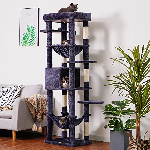 Cat Tree for Large Cats 20 lbs (Smoky Gray / 69 inch)