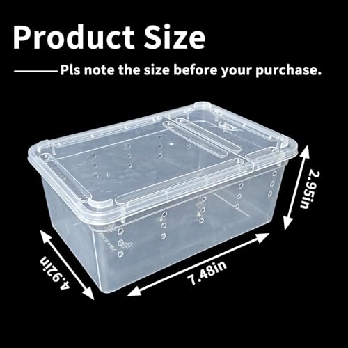 Reptile Feeding Box 8 PCS Snake Breeding Box Reptile Transport Container 7.48"x4.92"x2.95" Portable Habitat Plastic Cricket Keeper Cage for Lizard Spider Scorpion Gecko Tortoise Treefrog