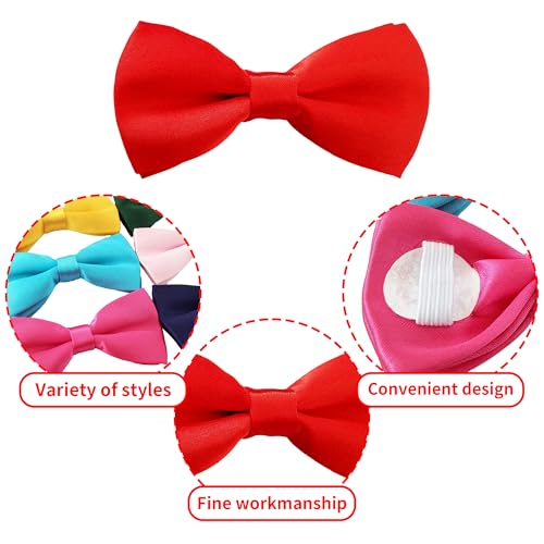 12 Pack Plain Dog Bowties for Small Dogs Slide on Collar (S/M)