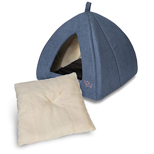 Cat Bed for Indoor Cat (Navy / 16" x 16" x H:14")