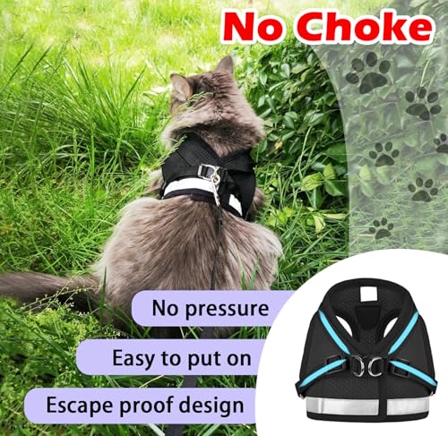 Cat Harness and Leash Set (L (Chest: 15" - 17") / Black)