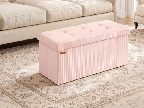 Ottoman Storage Bench (Jelly Pink / 15"D x 30"W x 15"H / Modern)