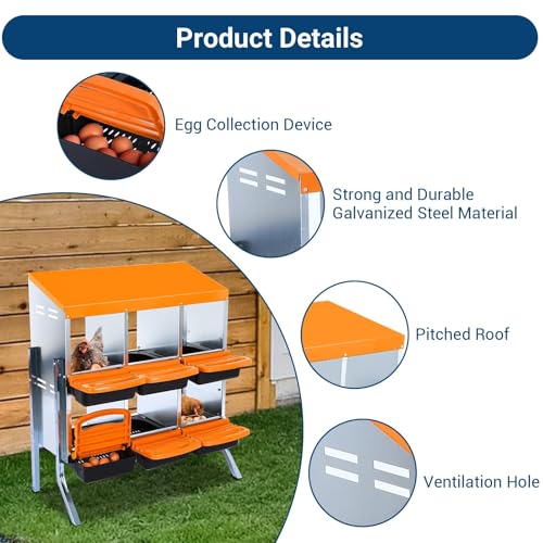 Chicken Nesting Boxes (35.4"L x 17.5"W x 9.3"H / Orange)