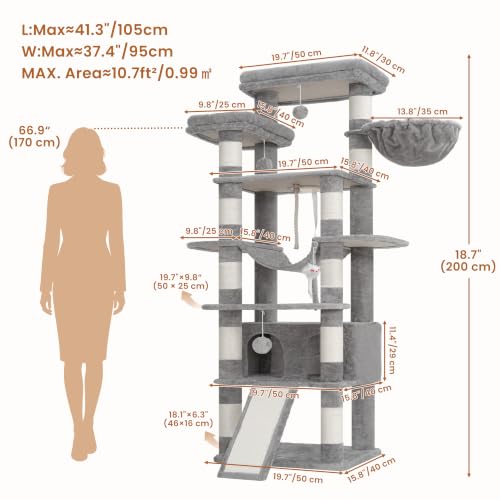 Tall Cat Tree 78 (Light Gray / 70 inch)