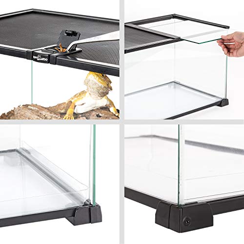 20 Gallon Reptile Glass Terrarium Easy Clean Tank 30" x 12" x 12" Dual Top Sliding Top Cover for Reptile Snake Hamster Hedgehog Small Animals