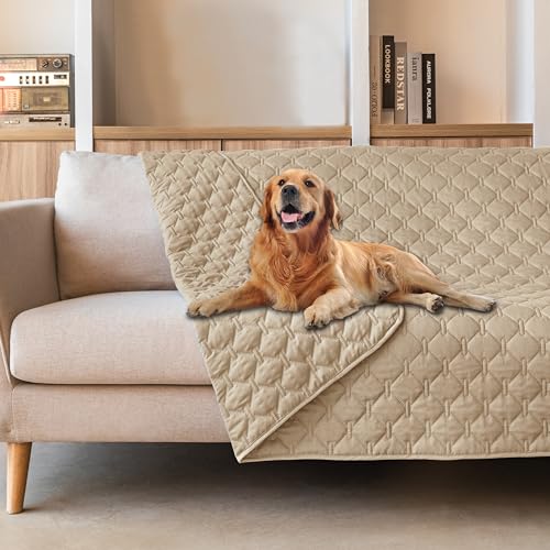 Waterproof Dog Blankets for Large Dogs (82x82 Inch (Pack of 1) / Dark Beige)